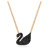 Swar*vski -Swan pendant Swan, Black, Rose gold-tone plated-5204134